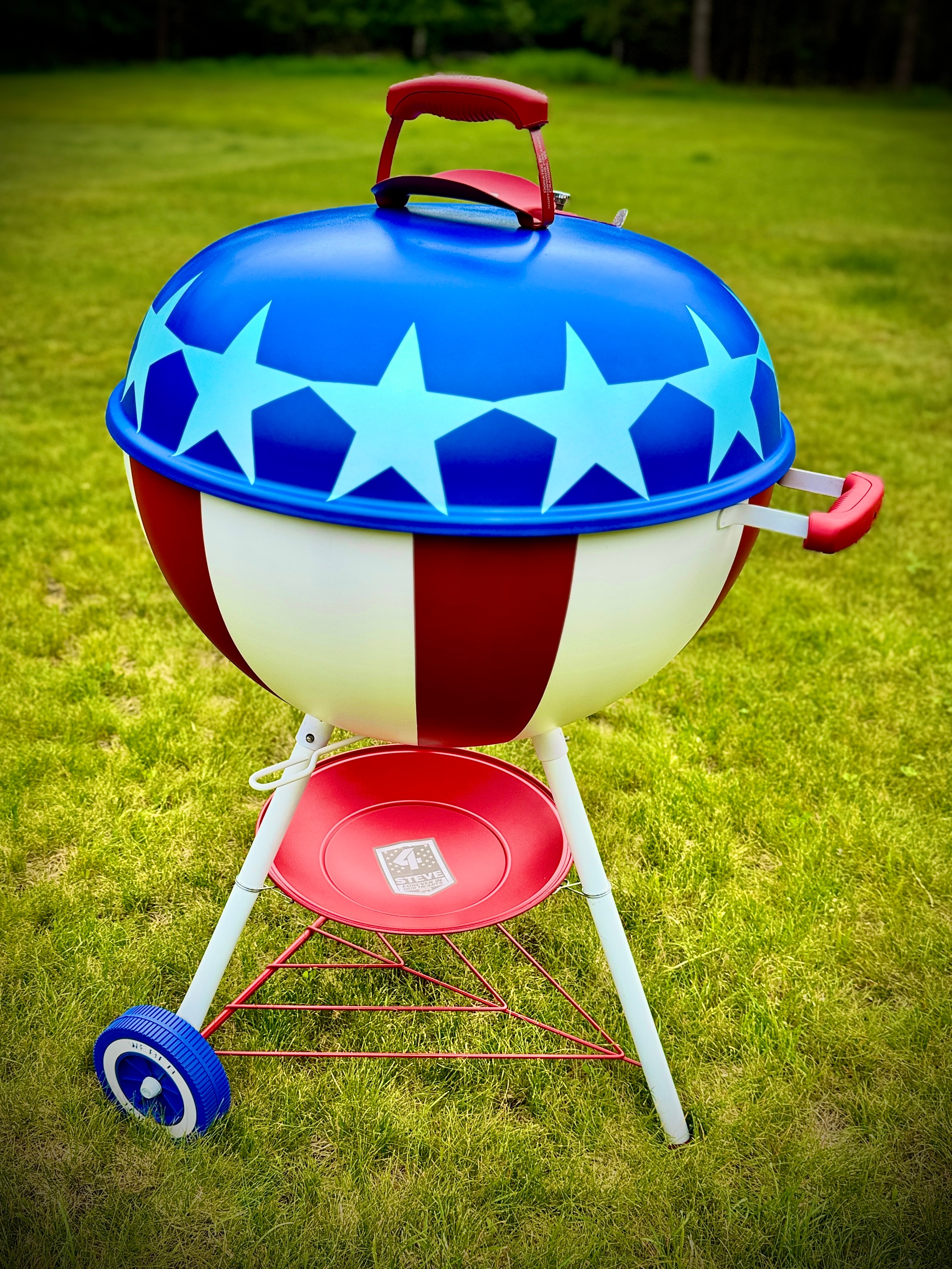 Patriotic Cerakote Weber grill — red, white and blue stars and stripes finish