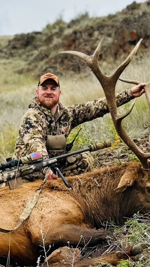 Bobby Connor with trophy bull elk and custom precision rifle